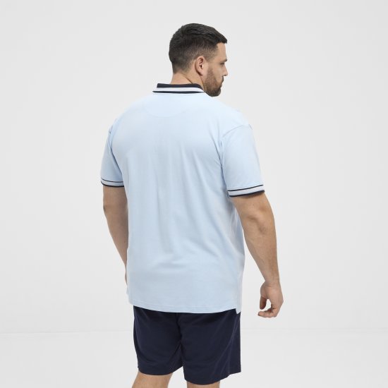 North Latitude Polo Pique Short Sleeve Light Blue - Polos - Polos homme grande taille