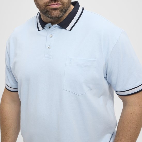 North Latitude Polo Pique Short Sleeve Light Blue - Polos - Polos homme grande taille