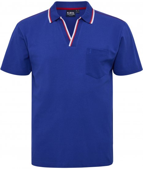 North Latitude Polo Pique V-Neck Blue - Polos - Polos homme grande taille