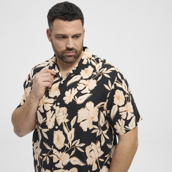 North Latitude Shirt Cuba Short Sleeve Navy - Chemises - Chemises Grandes Tailles Hommes