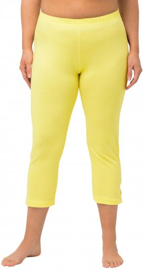 Ulla Popken Basic Stretch Knit Capris Yellow - Jeans & Pantalons Femme Grandes Tailles – Plus Size - 