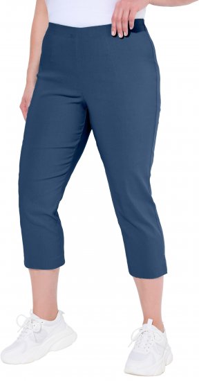 Ulla Popken Stretch Basic Bengaline Capri Pants Denim Blue - Jeans & Pantalons Femme Grandes Tailles – Plus Size - 