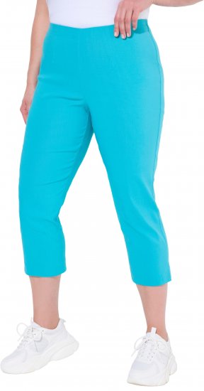 Ulla Popken Stretch Basic Bengaline Capri Pants Deep Aqua - Jeans & Pantalons Femme Grandes Tailles – Plus Size - 