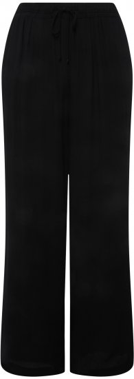 Ulla Popken Viscose Crinkle Drawstring Elastic Waist Pants Black - Jeans & Pantalons Femme Grandes Tailles – Plus Size - 