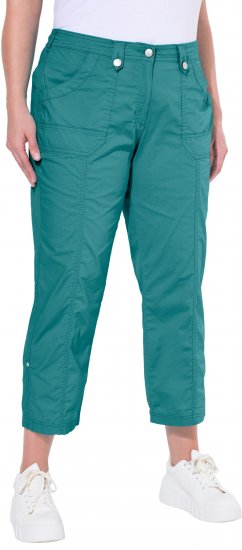Ulla Popken Roll Tab Hem Stretch Cargo Pants Teal - Jeans & Pantalons Femme Grandes Tailles – Plus Size - 