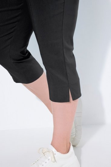 Ulla Popken Bengaline Elastic Waist Stretch Capri Pants Black - Pantalons en tissu - Pantalons fluides femme grande taille