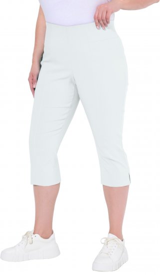 Ulla Popken Bengaline Elastic Waist Stretch Capri Pants Snow White - Jeans & Pantalons Femme Grandes Tailles – Plus Size - 