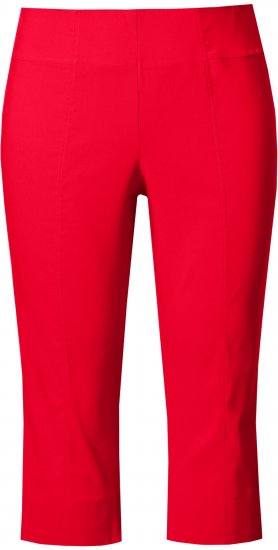 Ulla Popken Bengaline Elastic Waist Stretch Capri Pants Red - Jeans & Pantalons Femme Grandes Tailles – Plus Size - 