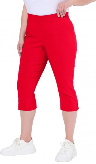 Ulla Popken Bengaline Elastic Waist Stretch Capri Pants Red - Jeans & Pantalons Femme Grandes Tailles – Plus Size - 