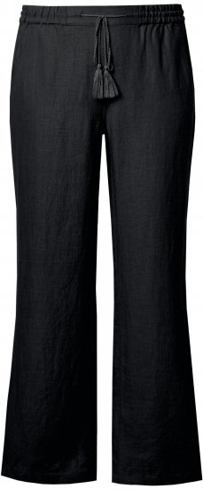 Ulla Popken Drawstring Elastic Waist Mary Fit Linen Pants Black - Jeans & Pantalons Femme Grandes Tailles – Plus Size - 