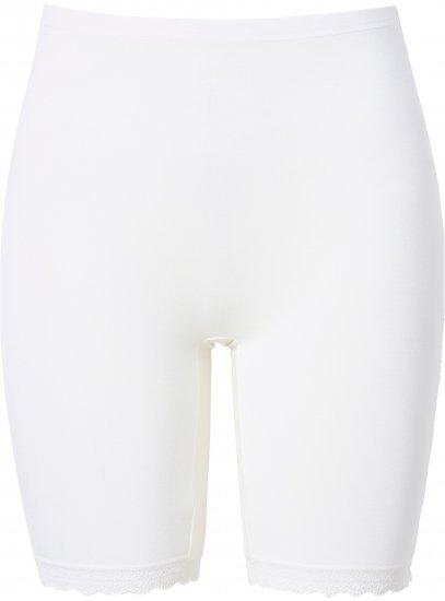 Ulla Popken Lace Hem Stretch Viscose Knit Bicycle Length Lounge Shorts White - Jeans & Pantalons Femme Grandes Tailles – Plus Size - 