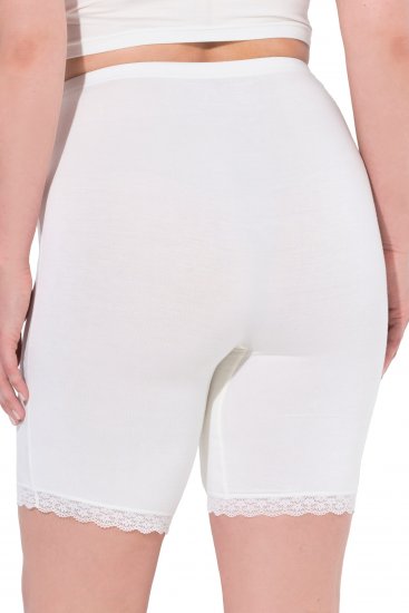 Ulla Popken Lace Hem Stretch Viscose Knit Bicycle Length Lounge Shorts White - Jeans & Pantalons Femme Grandes Tailles – Plus Size - 