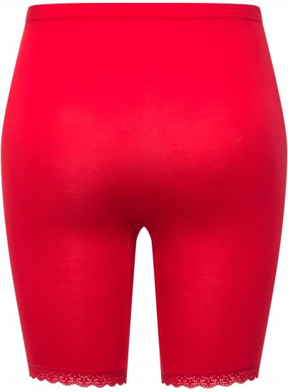 Ulla Popken Lace Hem Stretch Viscose Knit Bicycle Length Lounge Shorts Red - Jeans & Pantalons Femme Grandes Tailles – Plus Size - 
