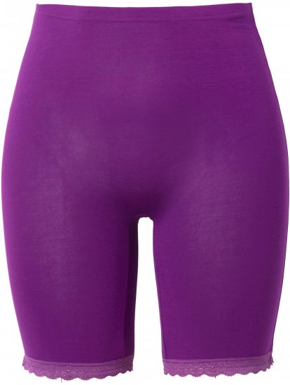 Ulla Popken Lace Hem Stretch Viscose Knit Bicycle Length Lounge Shorts Purple - Jeans & Pantalons Femme Grandes Tailles – Plus Size - 