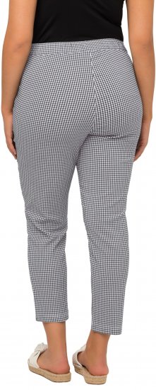 Ulla Popken Check Bengaline Slim Leg Sienna Fit Stretch Crop Pants Black - Jeans & Pantalons Femme Grandes Tailles – Plus Size - 