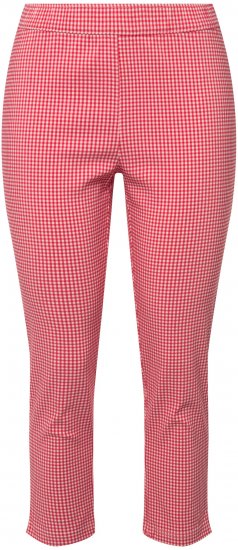 Ulla Popken Check Bengaline Slim Leg Sienna Fit Stretch Crop Pants Light Pink - Jeans & Pantalons Femme Grandes Tailles – Plus Size - 