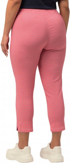 Ulla Popken Check Bengaline Slim Leg Sienna Fit Stretch Crop Pants Light Pink - Jeans & Pantalons Femme Grandes Tailles – Plus Size - 