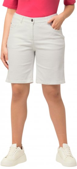 Ulla Popken Basic Denim Mandy Bermuda Shorts Snow White - Jeans & Pantalons Femme Grandes Tailles – Plus Size - 