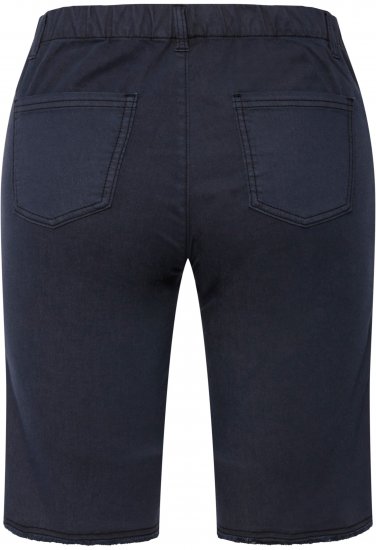Ulla Popken Frayed Hemline Elastic Waistband Bermuda Shorts Navy - Jeans & Pantalons Femme Grandes Tailles – Plus Size - 