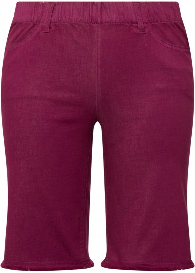 Ulla Popken Frayed Hemline Elastic Waistband Bermuda Shorts Purple - Ulla Popken - 