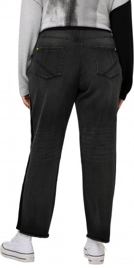 Ulla Popken Side Stripe Stretch Fit Boyfriend Jeans Black - Jeans & Pantalons Femme Grandes Tailles – Plus Size - 