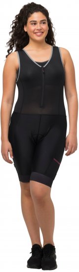 Ulla Popken Padded Cycling Zip Front Bodysuit Black - Jeans & Pantalons Femme Grandes Tailles – Plus Size - 