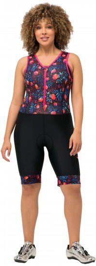 Ulla Popken Functional Padded Zip Front Cycling Leotard Black - Jeans & Pantalons Femme Grandes Tailles – Plus Size - 