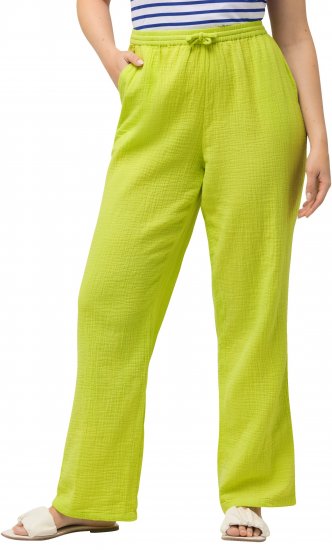 Ulla Popken Muslin Pull On Pants Green - Jeans & Pantalons Femme Grandes Tailles – Plus Size - 