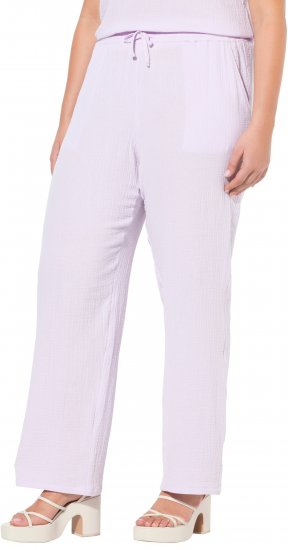 Ulla Popken Muslin Pull On Pants Purple - Jeans & Pantalons Femme Grandes Tailles – Plus Size - 