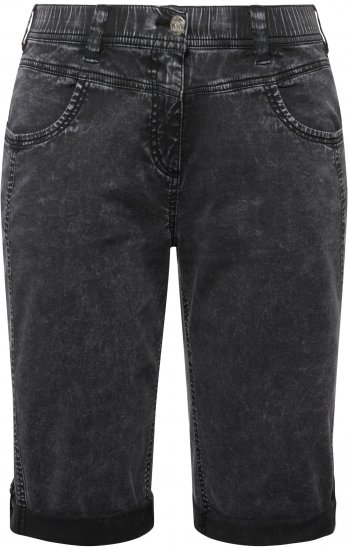 Ulla Popken Denim Acid Wash Bermuda Shorts Black - Jeans & Pantalons Femme Grandes Tailles – Plus Size - 
