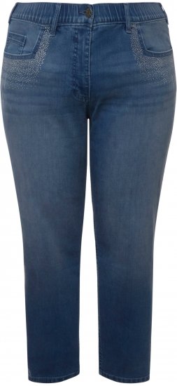 Ulla Popken Rhinestone Detail Stretch Fit Skinny Jeans Blue Denim - Jeans & Pantalons Femme Grandes Tailles – Plus Size - 