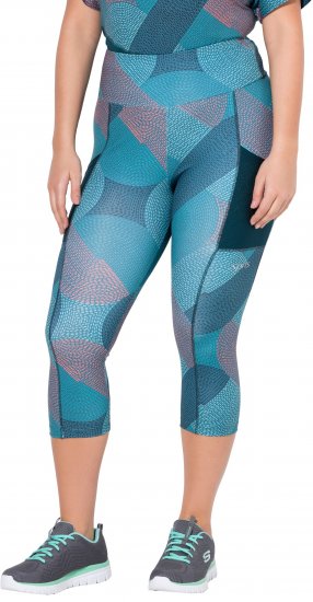 Ulla Popken Quick Dry Cropped Geometric Print Leggings Blue - Vestes - 