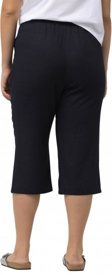 Ulla Popken Cropped Linen Blend Elastic Waist Pants Navy - Jeans & Pantalons Femme Grandes Tailles – Plus Size - 