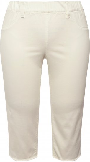 Ulla Popken Stretch Fit Raw Hem Capris Snow White - Jeans & Pantalons Femme Grandes Tailles – Plus Size - 