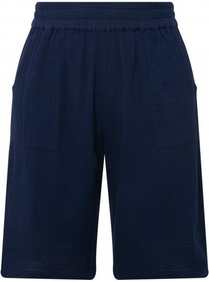 Ulla Popken Muslin Elastic Waist Wide Leg Shorts Blue - Jeans & Pantalons Femme Grandes Tailles – Plus Size - 