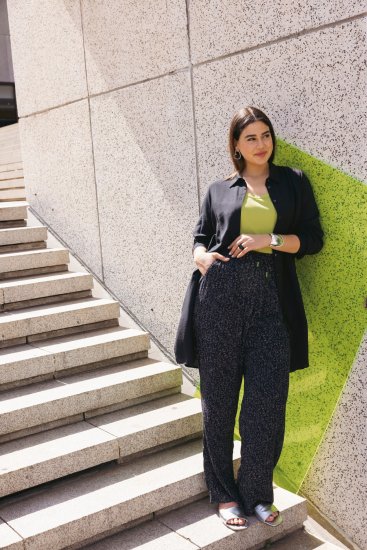 Ulla Popken Speckled Crepe Pull On Pants Black - Jeans & Pantalons Femme Grandes Tailles – Plus Size - 