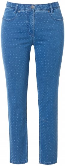 Ulla Popken Polka Dot Stretch Fit Jeans Blue Denim - Jeans & Pantalons Femme Grandes Tailles – Plus Size - 