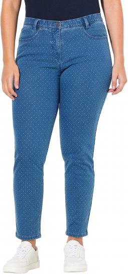 Ulla Popken Polka Dot Stretch Fit Jeans Blue Denim - Jeans & Pantalons Femme Grandes Tailles – Plus Size - 
