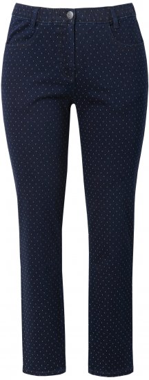 Ulla Popken Polka Dot Stretch Fit Jeans Denim Blue - Jeans & Pantalons Femme Grandes Tailles – Plus Size - 