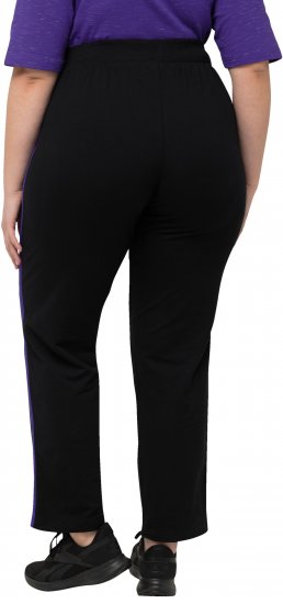 Ulla Popken Striped Elastic Waist Sweatpants Black - Jeans & Pantalons Femme Grandes Tailles – Plus Size - 