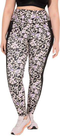 Ulla Popken Leopard Print Quick Drying Leggings Black - Jeans & Pantalons Femme Grandes Tailles – Plus Size - 