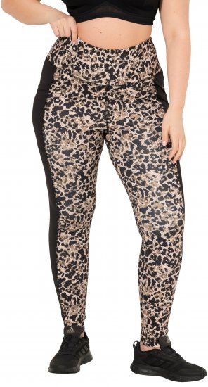 Ulla Popken Leopard Print Quick Drying Leggings Orange - Jeans & Pantalons Femme Grandes Tailles – Plus Size - 