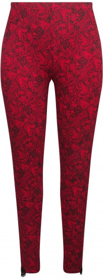 Ulla Popken Lace Print Leggings Red - Jeans & Pantalons Femme Grandes Tailles – Plus Size - 