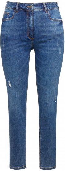Ulla Popken Lightly Distressed Slim Leg Jeans Blue - Jeans & Pantalons Femme Grandes Tailles – Plus Size - 