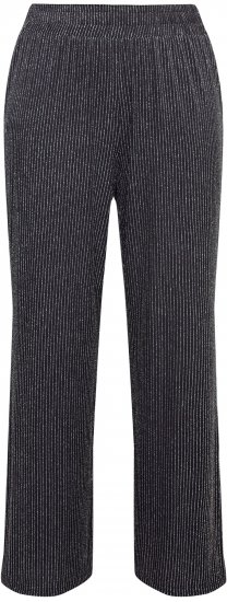 Ulla Popken Sparkling Pinstripe Elastic Waist Pants Black - Jeans & Pantalons Femme Grandes Tailles – Plus Size - 