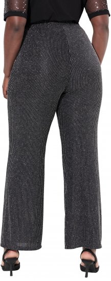 Ulla Popken Sparkling Pinstripe Elastic Waist Pants Black - Jeans & Pantalons Femme Grandes Tailles – Plus Size - 