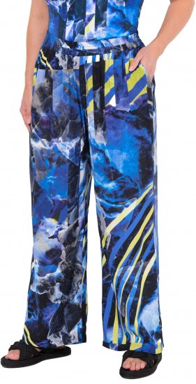 Ulla Popken Blue Stroke Wide Leg Palazzo Pants - Jeans & Pantalons Femme Grandes Tailles – Plus Size - 
