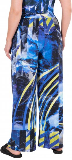 Ulla Popken Blue Stroke Wide Leg Palazzo Pants - Jeans & Pantalons Femme Grandes Tailles – Plus Size - 