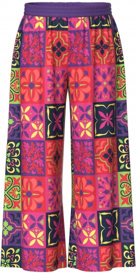 Ulla Popken Tile Print Wide Leg Palazzo Pants Purple - Jeans & Pantalons Femme Grandes Tailles – Plus Size - 