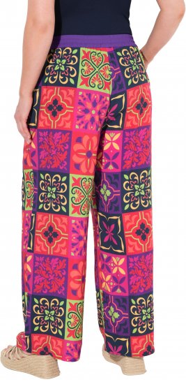 Ulla Popken Tile Print Wide Leg Palazzo Pants Purple - Jeans & Pantalons Femme Grandes Tailles – Plus Size - 